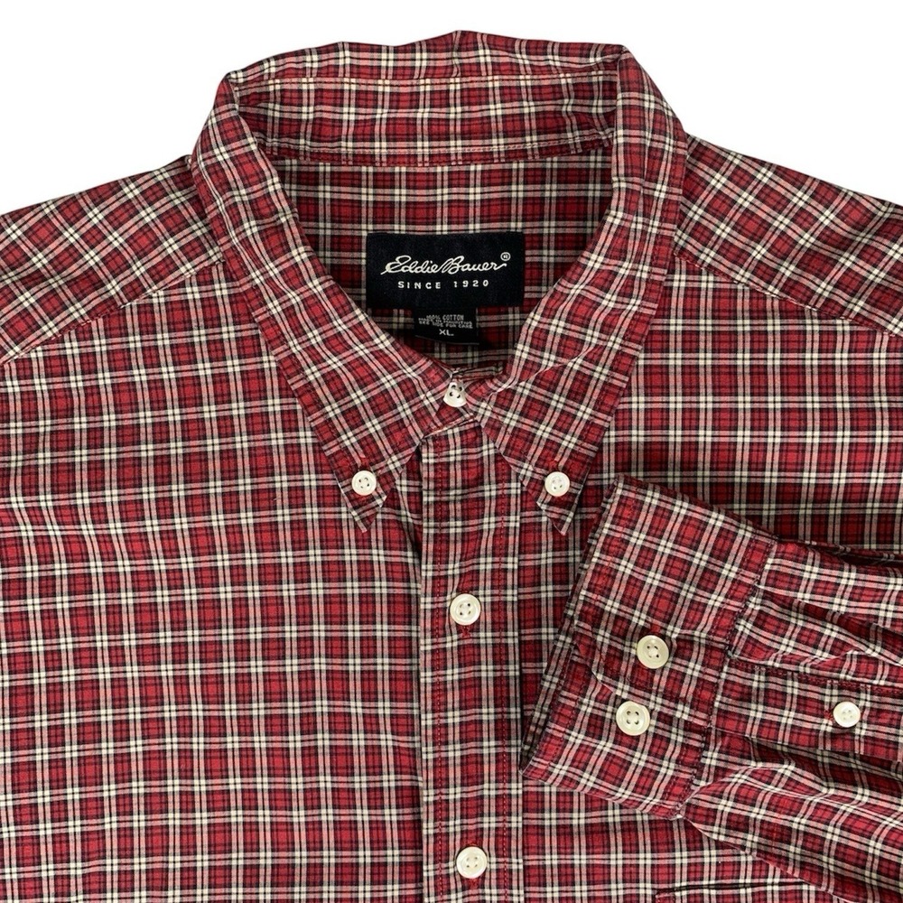 Eddie Bauer Shirt Mens XL Plaid Button Up Long Sleeve